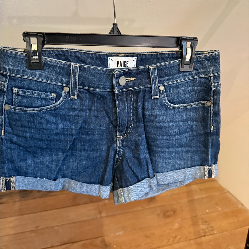 PAIGE Women's Dark Blue Jean Shorts